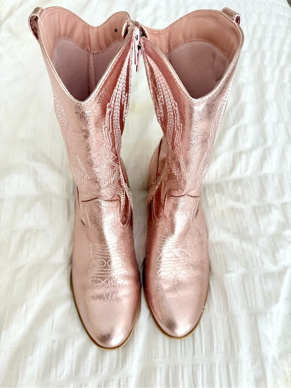 Jellypop Metallic Rose Pink Cowboy Boots for Kids